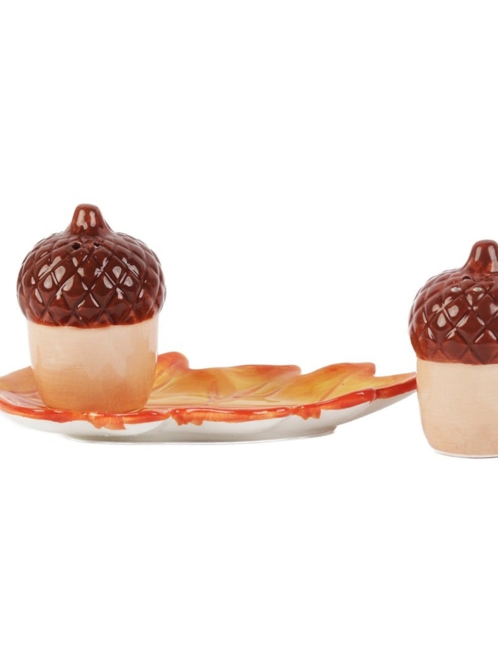 Acorns with Leaf Tray Salt and Pepper Shakers